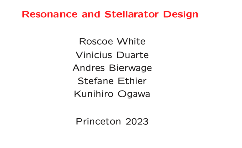 Resonance & Stellarator Design